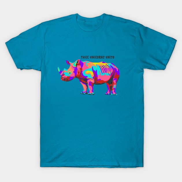 Thicc Unicorns Unite T-Shirt by Slightly Unhinged